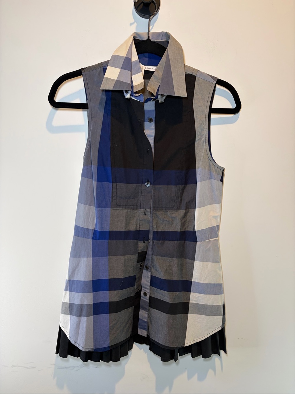 Derek Lam Blue, Black & Gray Striped Shirt‎